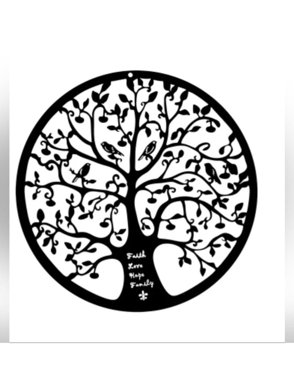 Wall Decor--Faith Love Hope Family "carved" in trunk
